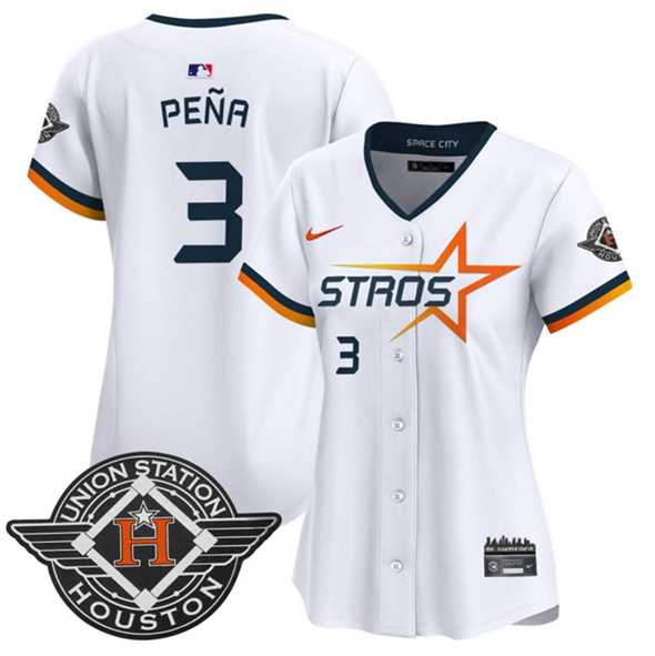 Women%27s Houston Astros #3 Jeremy Pena White 2025 City Connect Limited Stitched Jersey Dzhi